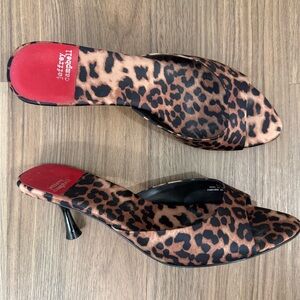 Jeffrey Campbell Leopard Print Open-Toe Kitten Heel Mules